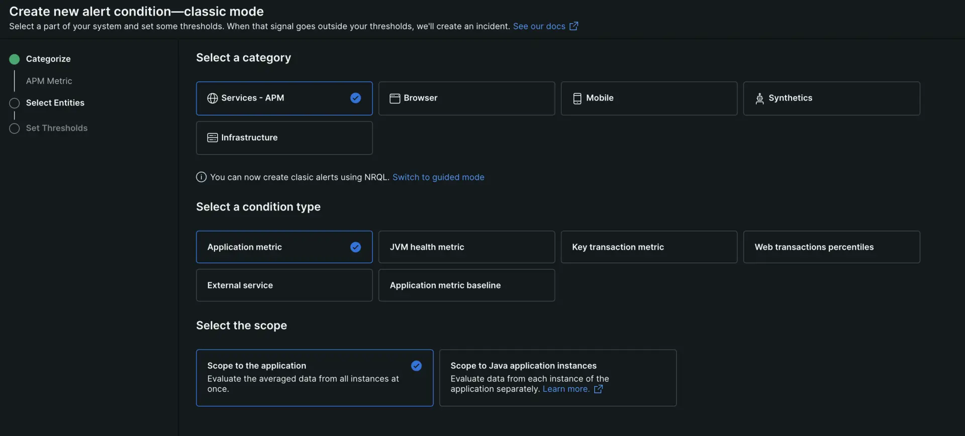 Create an alert with builder A screenshot showing the alert builder