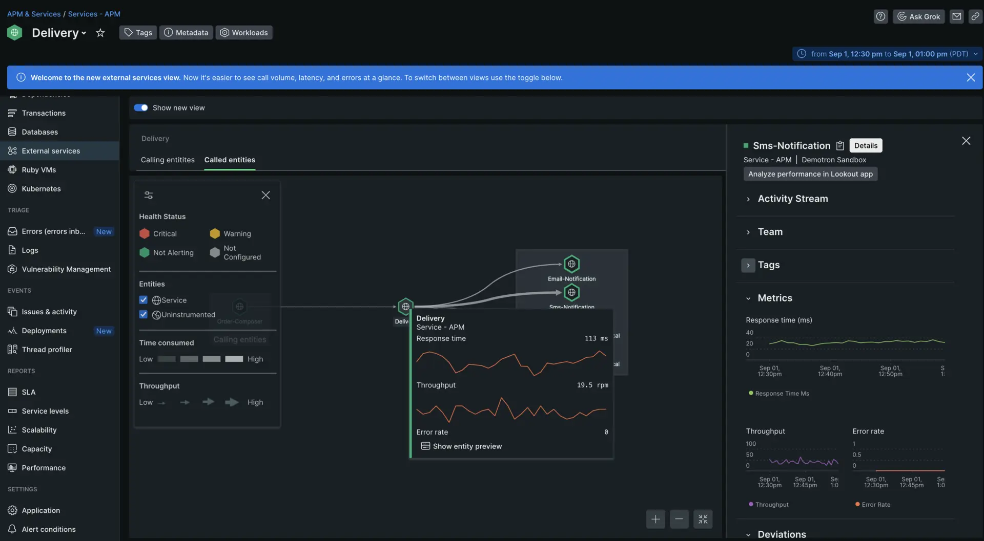 The preview pane for an external service The preview pane for an external service