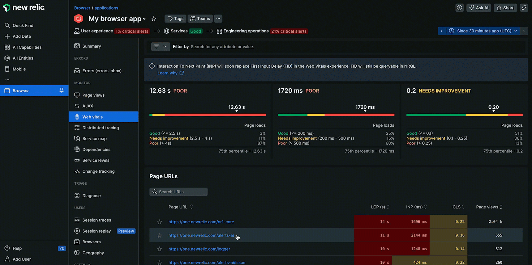 Session traces in the New Relic UI Session traces in Browser UI lets you look at real user sessions for a given page