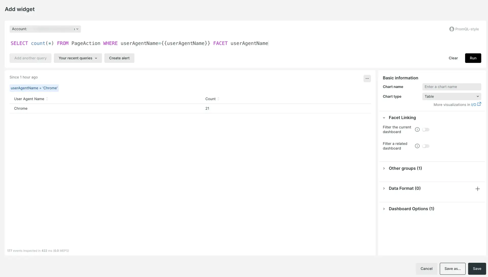 Creating widget using facet