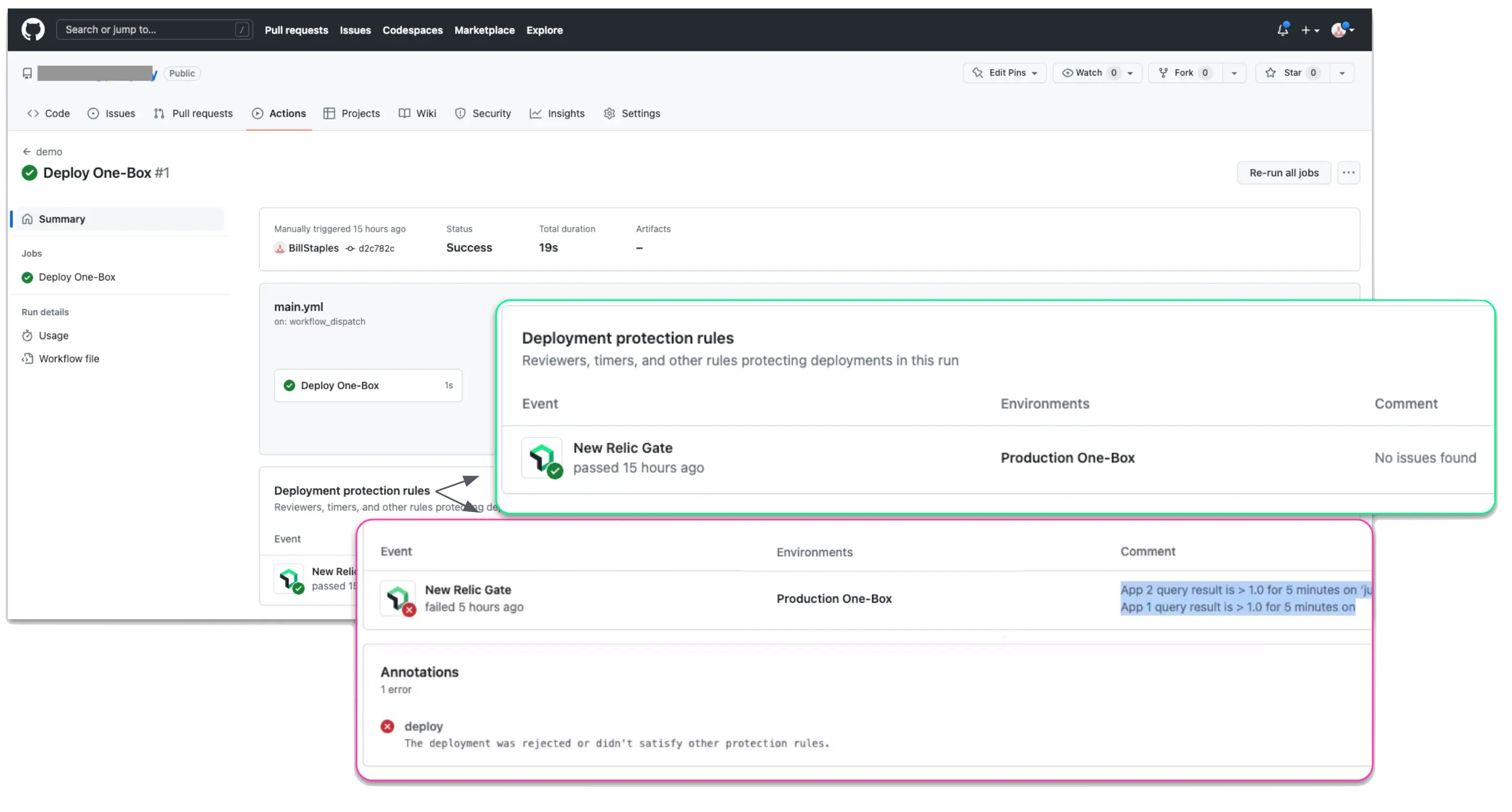 A screenshot deployment protection rules in GitHub. screenshot deployment protection rules in GitHub.