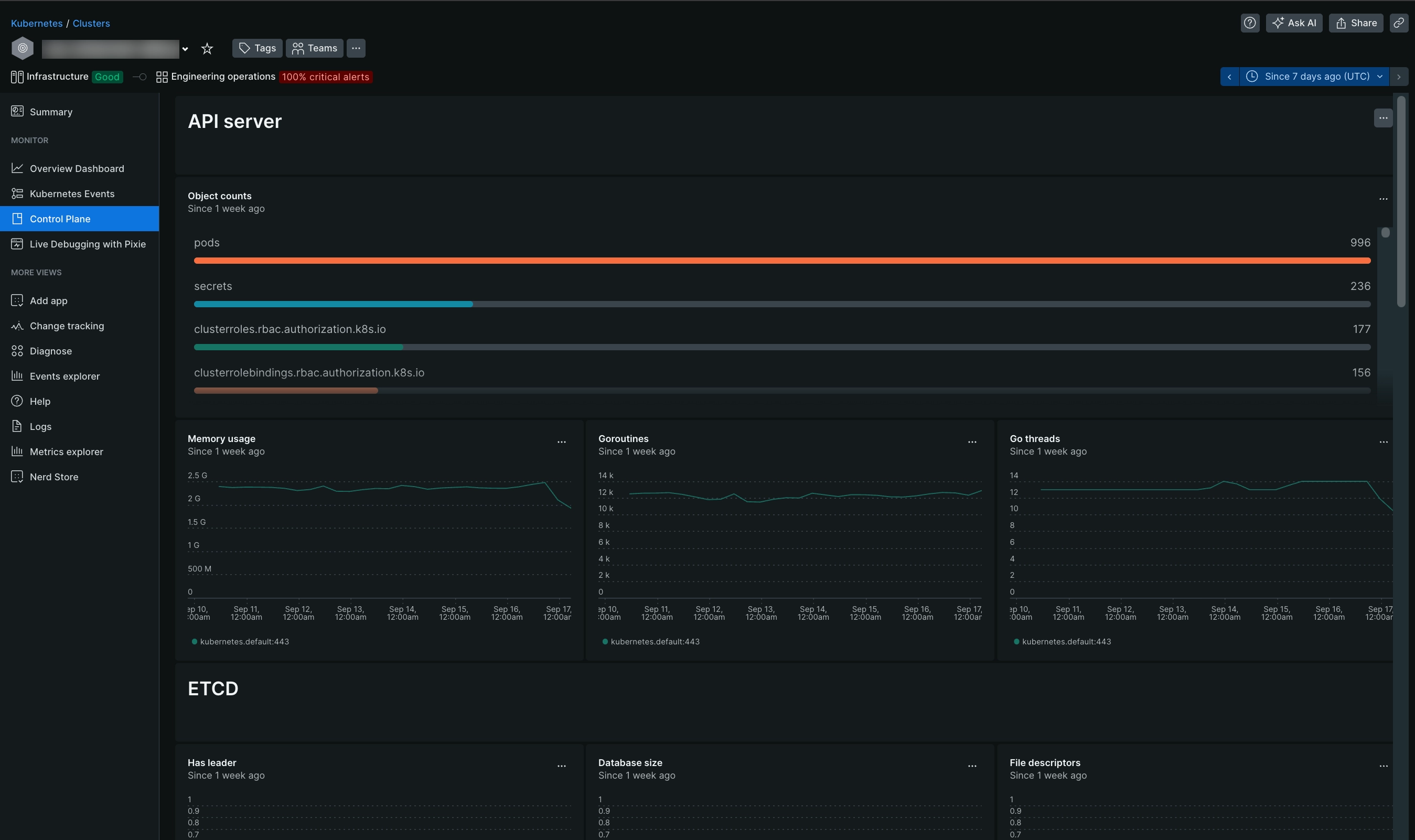 new-relic-one-k8s-cluster-explorer-control-plane-parameters.png New Relic - Kubernetes cluster explorer - Control Plane section