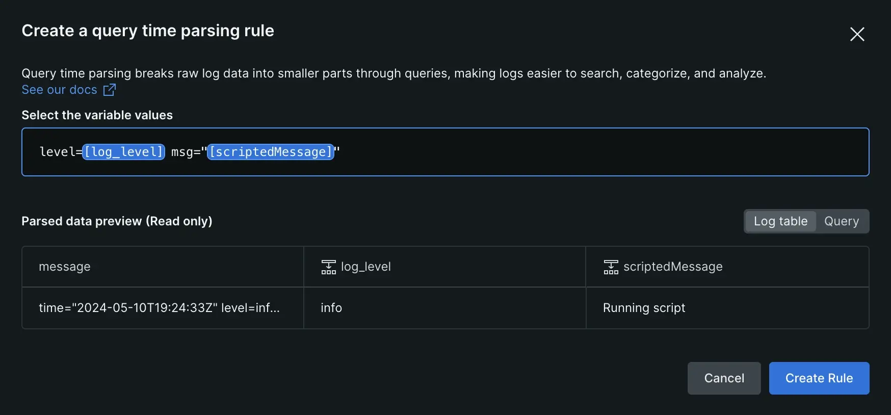 Screenshot showing how the editor shows a preview of the rule Screenshot showing how the editor shows a preview of the rule