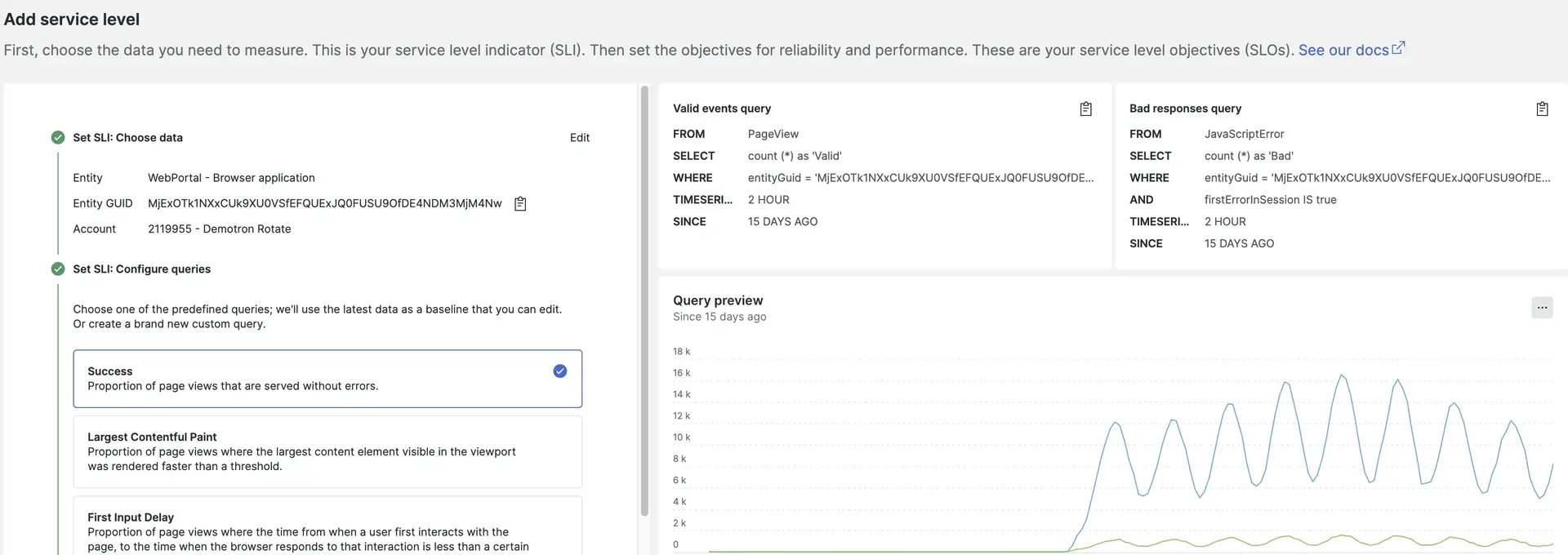 Set the service level type Set the service level type