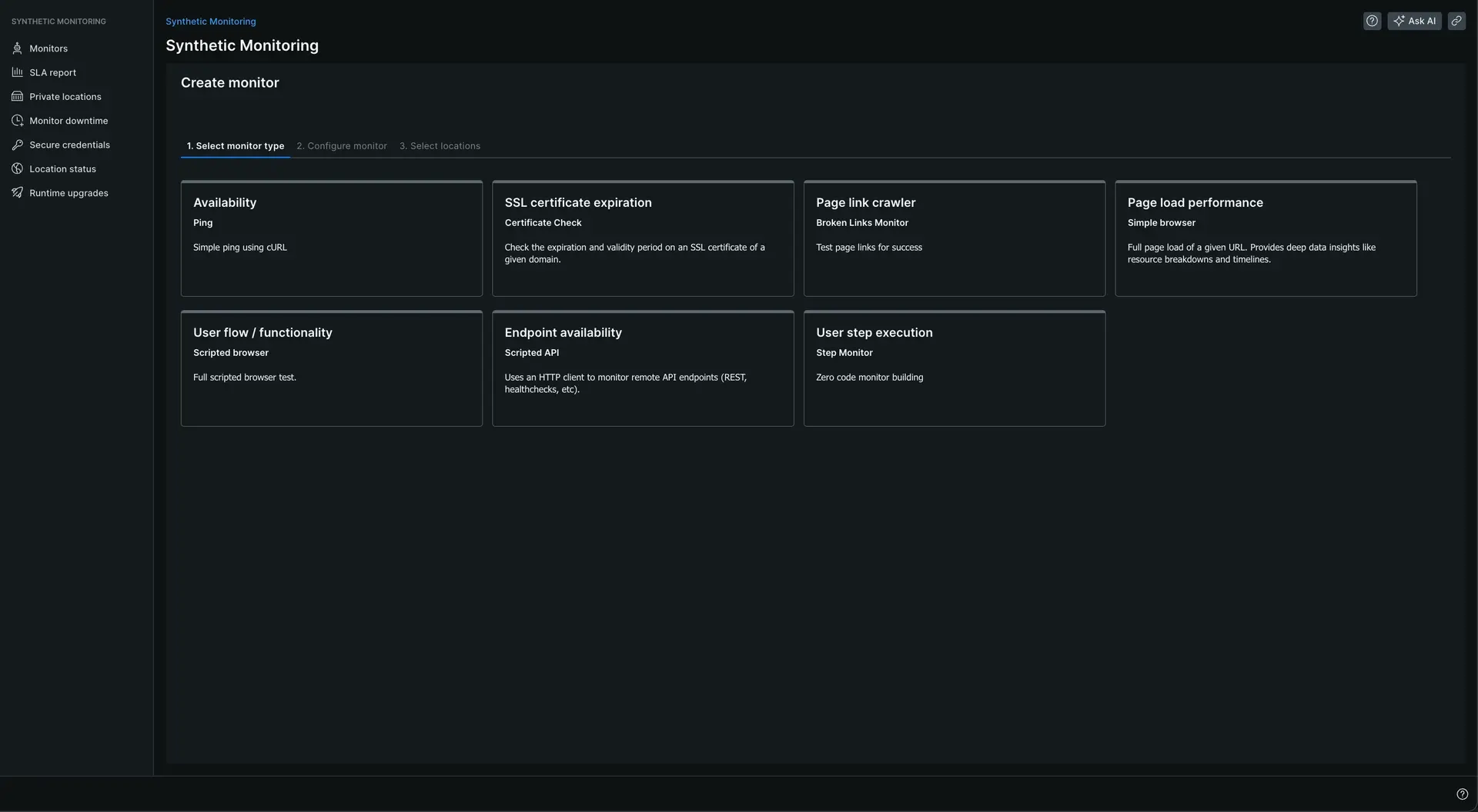 Create monitor Create monitor